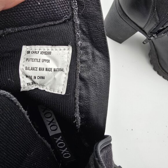 XOXO Womens Black Lace-Up Ankle Boots Size 6 PU/Textile - Picture 7 of 10